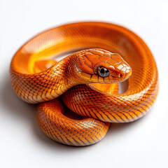Fototapeta premium Orange Snake, Isolated on White Background.