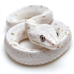 Fototapeta premium Albino Snake, Isolated, White Background, Copy Space