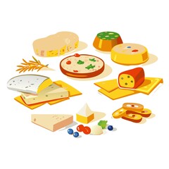 Colorful Cheese and Snack Illustration - Vibrant Culinary Art

