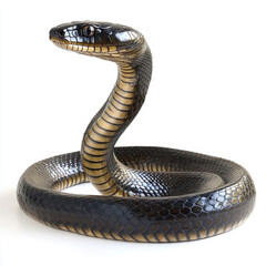 Photorealistic Snake, Isolated on White Background.