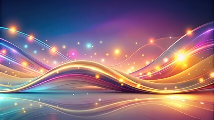 Abstract Glowing Waves with Shimmering Lights and Soft Reflections