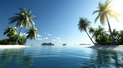 Obraz premium Tranquil Tropical Beach at Sunset
