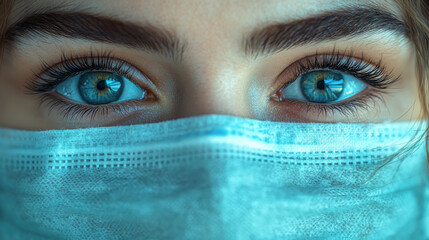 Healthcare worker shows determination and care through eyes in hospital setting