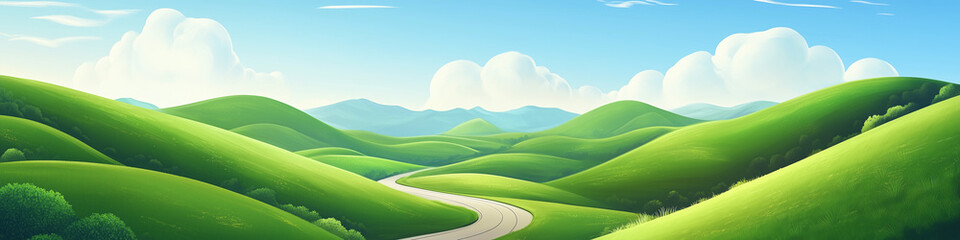 Obraz premium LinkedIn Banner: Rolling Hills and Winding Road