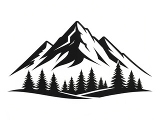 Bold black and white mountain silhouette vector design 