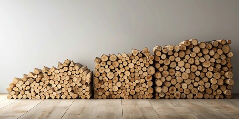 Stacked Wood Logs Against a Wall A Rustic Interior Design Concept