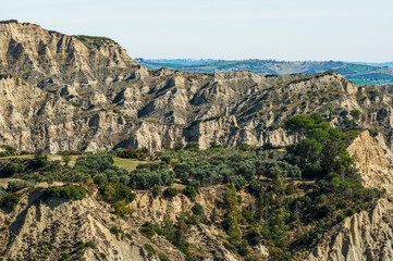 Aliano badlands during a sunny springtime day, Matera, Italy