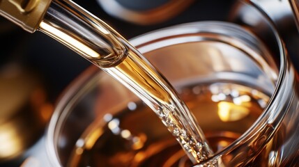 A close-up shot of a glass being filled with liquid, great for food and drink photography