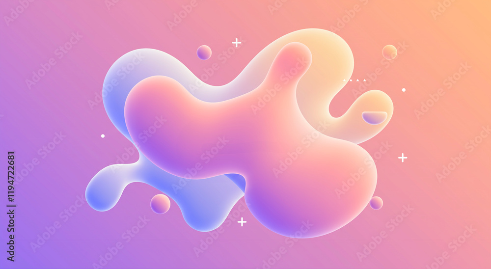 Poster abstract fluid, gradient and blob with 3d render for background, digital art, or presentation. shape
