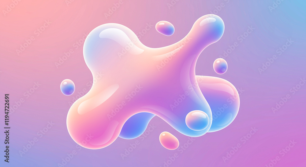 Poster abstract fluid, gradient and blob with 3d render for background, digital art, or presentation. shape