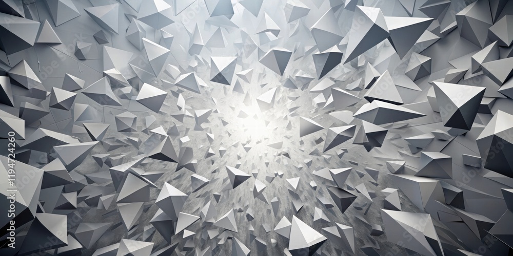 Leinwandbilder abstract grey pyramidal forms converging towards a bright light source