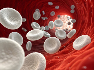 Macro image of many white blood cells created using AI
