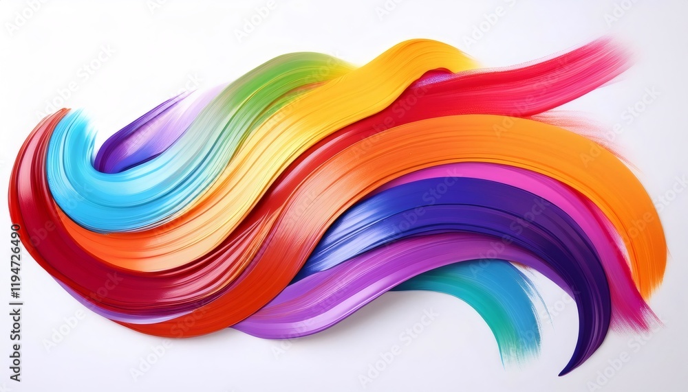 Poster Abstract composition featuring colorful brushstrokes forming a dynamic and vibrant design element on a clean white background