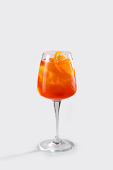 Fresh aperol spritz cocktail with orange and ice, stock, on white background
