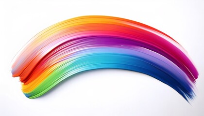 Gradient brush strokes swirling, blending vivid hues into sweeping curved pattern against pristine white canvas