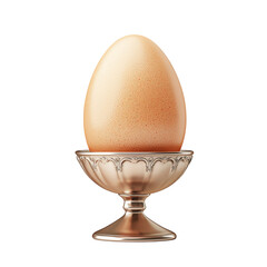 Elegant Egg in Vintage Silver Stand Isolated on transparent background