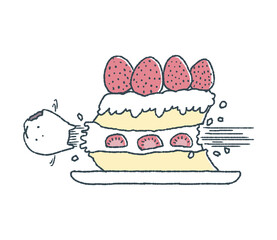 ゆるい歯はケーキを突き抜け虫歯になる