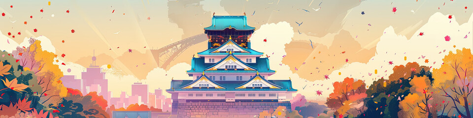 Majestic Osaka Castle: A Geometric Masterpiece
