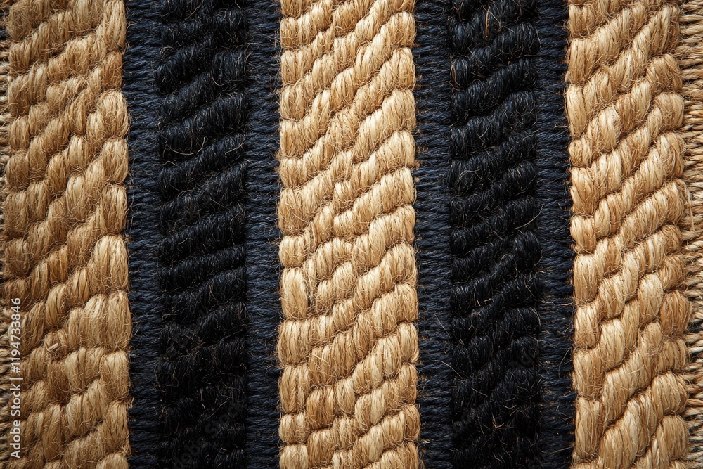 Poster this image focuses on woven textures featuring alternating black and tan stripes, showcasing the int