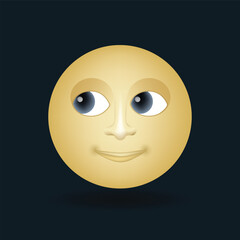 Full moon face vector emoji illustration isolated on dark background