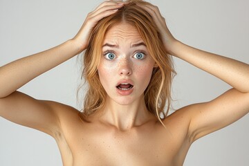 Fototapeta premium A woman with a surprised and curious look on her face