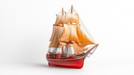 Toy Pirate Ship Isolated on White Background. Generative AI