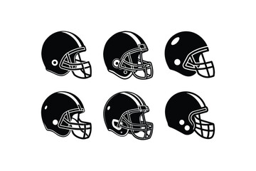 "Set of American Football Helmet Silhouette Vector Illustration"


