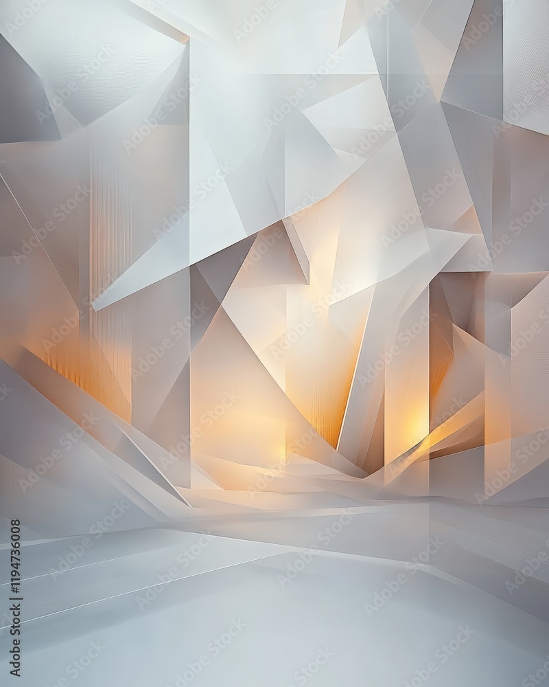 Poster Abstract geometric forms with sharp edges and soft lighting