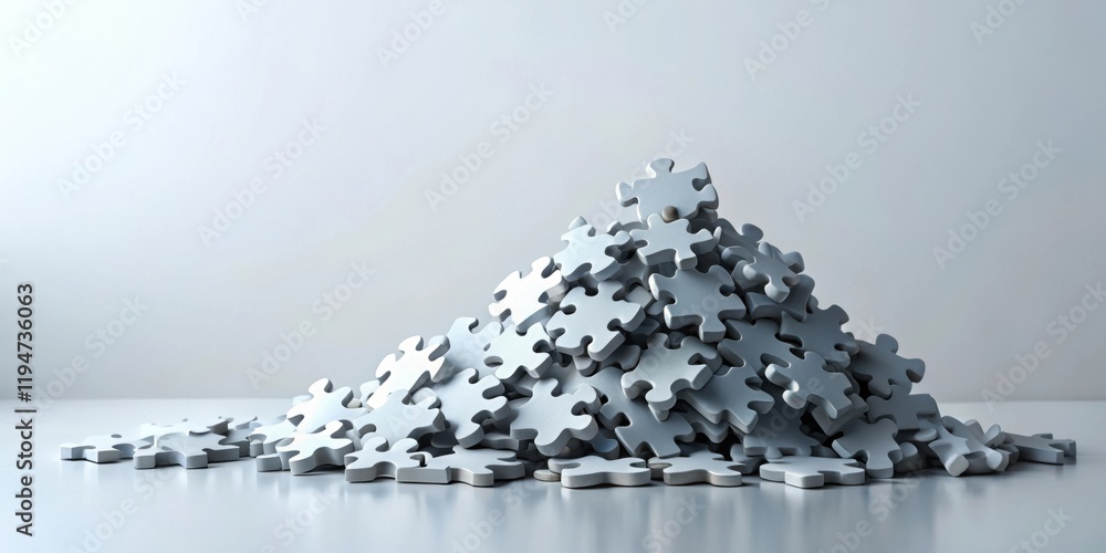 Aufkleber A Pile of Unassembled Puzzle Pieces Representing Complexity and the Challenge of Problem Solving