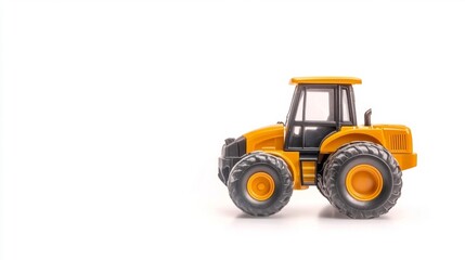 Obraz premium Bright Yellow Toy Tractor on a Clean White Background. Generative AI