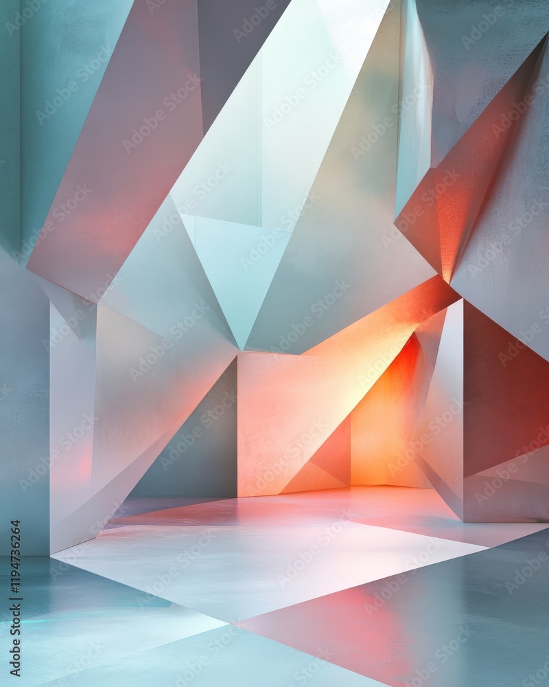 Aufkleber abstract geometric forms with sharp edges and soft lighting