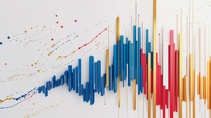 Obraz premium Abstract white background with Colorful charts and graphs with statistics to innovative analyze business potential and forecast future development of companies growth.