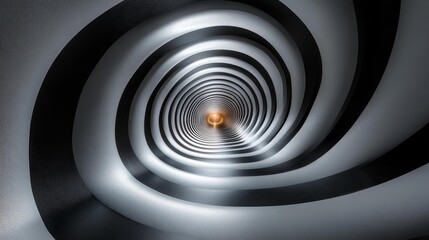 Fototapeta premium Abstract Swirling Black-and-White Tunnel. Generative AI