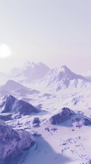 Fototapeta premium digital technology purple cyan mountain scenery poster background