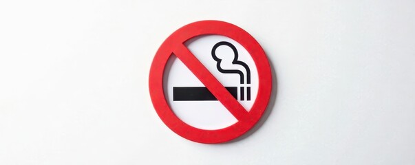Close-up of a no smoking symbol against a plain white backdrop, cigarette, black and white, smoke