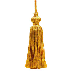 Elegant Yellow Fringe Tassel on a White Background Isolated on transparent background