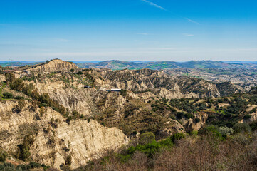 Aliano badlands during a sunny springtime day, Matera, Italy