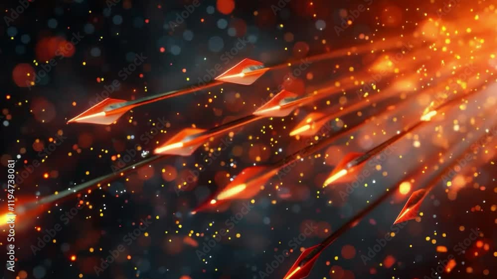 Wall mural abstract video with bright orange lines and glowing elements. ideal for use in sci-fi projects, tech
