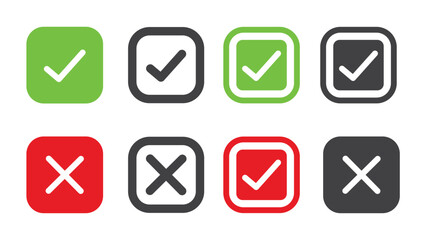 Check mark and cross icons vector stock illustration