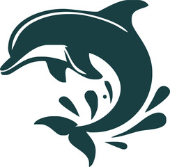 dolphin Silhouette vector art Illustration with white background