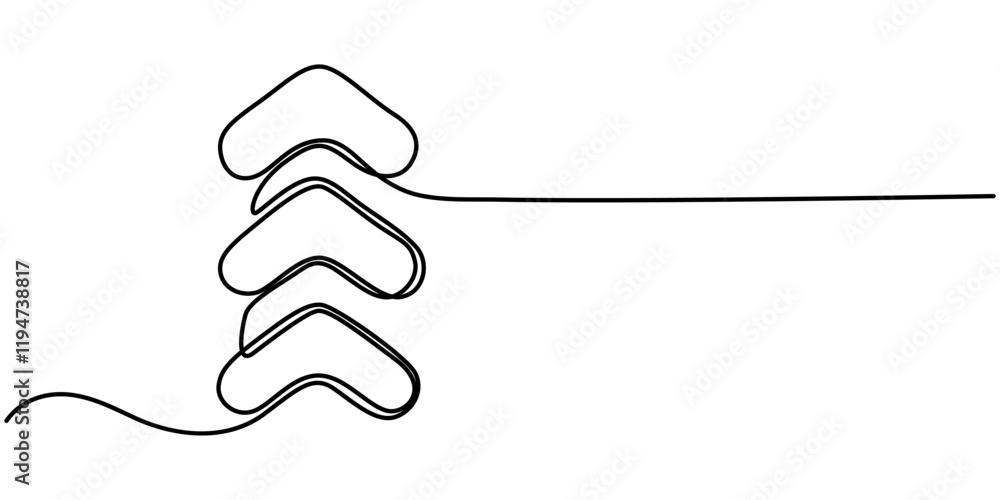 Poster continuous line drawing of chevron alignment right curve symbol. abstract line art illustration, ani