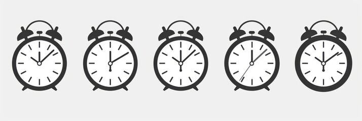 Stunning Timer Icons on a Crisp White Background: Stopwatch Symbol and Countdown Timer in Vector Illustration