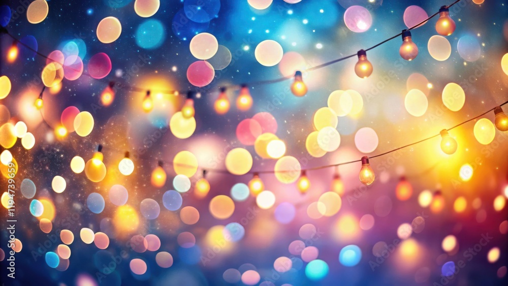 Poster Festive String Lights with a Magical Bokeh Background for Celebrations