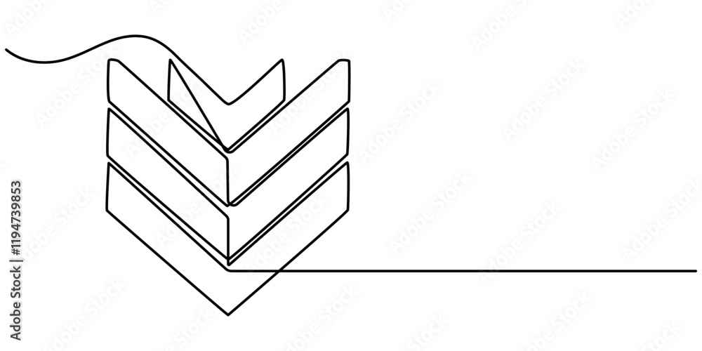 Poster continuous line drawing of chevron alignment right curve symbol. abstract line art illustration, ani