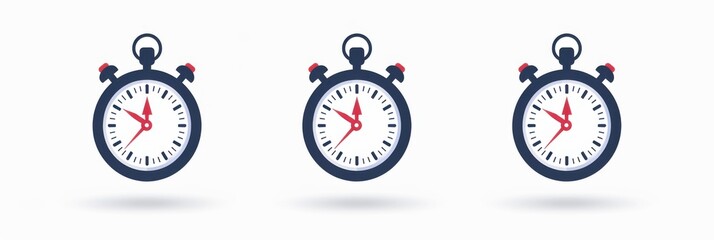 Stunning Timer Icons on a Crisp White Background: Stopwatch Symbol and Countdown Timer in Vector Illustration