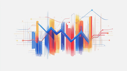 Abstract white background with Colorful charts and graphs with statistics to innovative analyze business potential and forecast future development of companies growth.