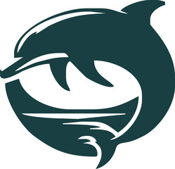 dolphin Silhouette vector art Illustration with white background
