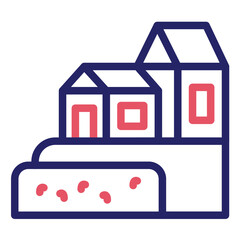 Fototapeta premium Coastal Village vector icon illustration of Coastline iconset.