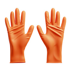 Obraz premium Orange Rubber Gloves for Cleaning and Protection Isolated on transparent background