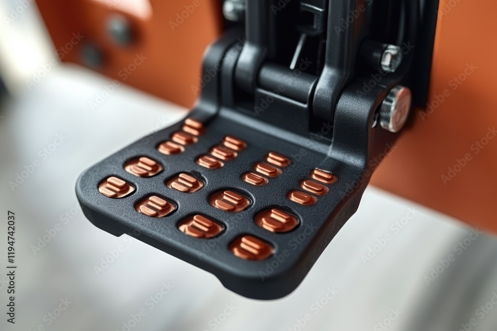 Poster close-up view of a phone holder attached to a wall, suitable for use in technology or interior desig